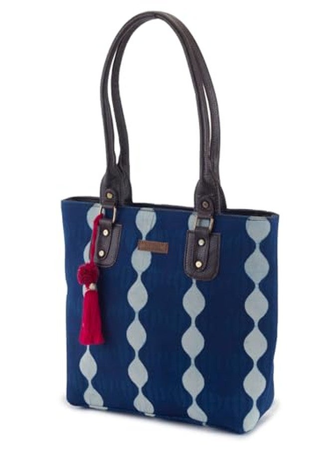 NEPRI Office Pouch Tote Bag | Stylish Set of 2 Tote Bags for Women| Vegan Leather & Handblock Printed Fabric Handbag with Double Handle Shoulder Strap| Daily & Travel Use | WPT-006-19 - Image 4